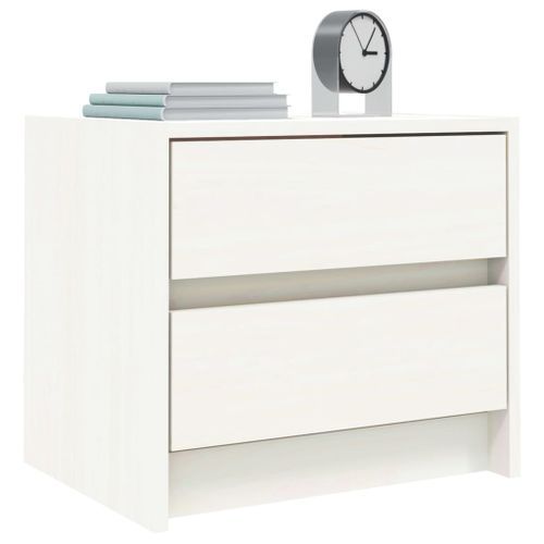 Tables de chevet 2 pcs blanc 40x31x35,5 cm bois de pin massif - Photo n°3; ?>