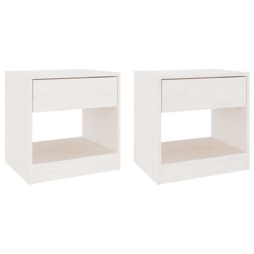 Tables de chevet 2 pcs Blanc 40x31x40 cm Bois de pin massif - Photo n°2; ?>