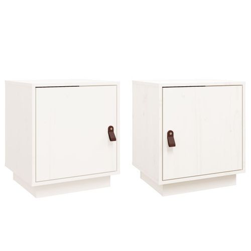 Tables de chevet 2 pcs Blanc 40x34x45 cm Bois de pin massif - Photo n°2; ?>