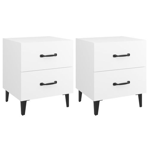 Tables de chevet 2 pcs Blanc 40x35x47,5 cm - Photo n°2; ?>