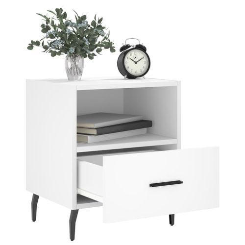 Tables de chevet 2 pcs blanc 40x35x47,5 cm bois d’ingénierie - Photo n°3; ?>