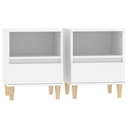 Tables de chevet 2 pcs Blanc 40x35x50 cm - Photo n°2; ?>