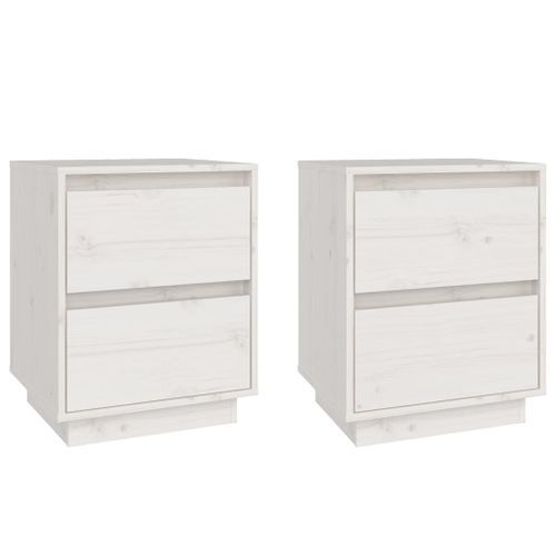 Tables de chevet 2 pcs Blanc 40x35x50 cm Bois de pin solide - Photo n°2; ?>