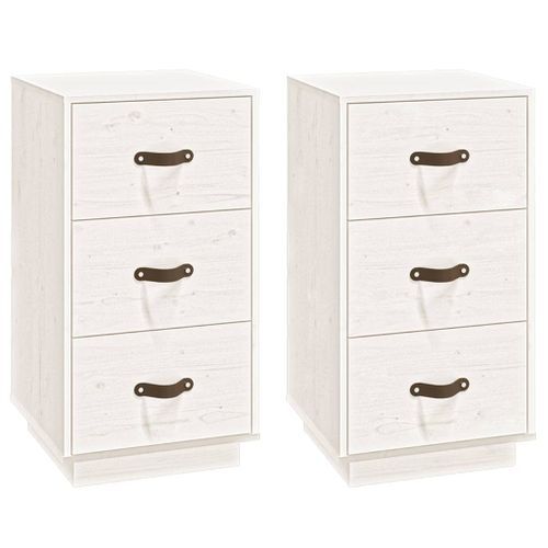 Tables de chevet 2 pcs Blanc 40x40x75 cm Bois de pin massif - Photo n°2; ?>