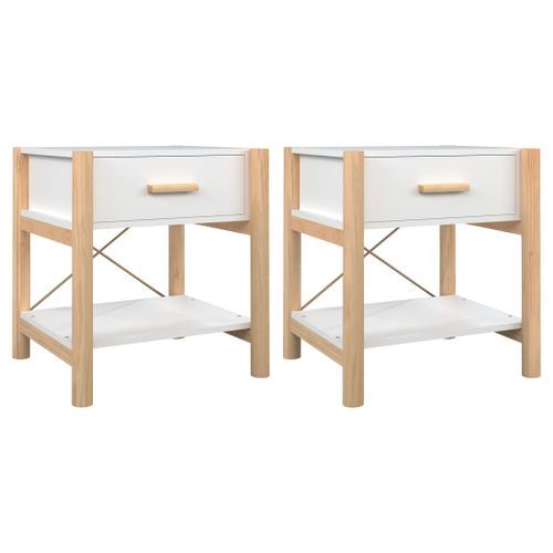 Tables de chevet 2 pcs Blanc 42x38x45 cm Bois d’ingénierie - Photo n°2; ?>