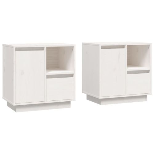 Tables de chevet 2 pcs Blanc 50x34x50 cm Bois de pin massif - Photo n°2; ?>