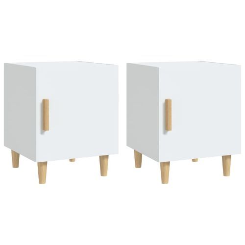 Tables de chevet 2 pcs Blanc Bois d'ingénierie 2 - Photo n°2; ?>