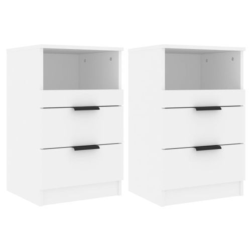 Tables de chevet 2 pcs Blanc Bois d'ingénierie - Photo n°2; ?>