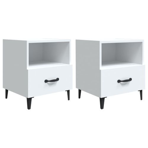 Tables de chevet 2 pcs Blanc Bois d'ingénierie - Photo n°2; ?>