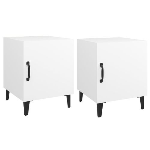 Tables de chevet 2 pcs Blanc Bois d'ingénierie - Photo n°2; ?>