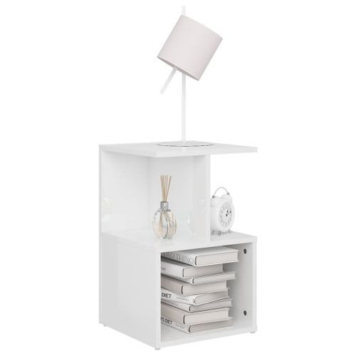 Tables de chevet 2 pcs Blanc brillant 35x35x55 cm - Photo n°3; ?>