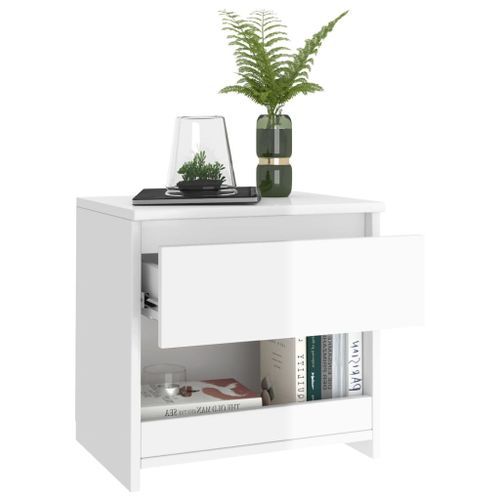 Tables de chevet 2 pcs Blanc brillant 40x30x39 cm - Photo n°3; ?>