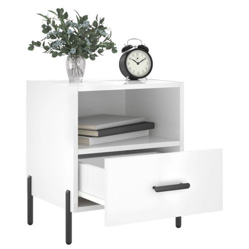 Tables de chevet 2 pcs blanc brillant 40x35x47,5 cm - Photo n°3; ?>