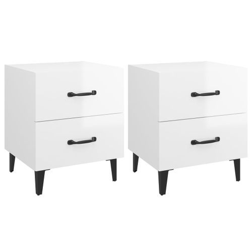 Tables de chevet 2 pcs Blanc brillant 40x35x47,5 cm - Photo n°2; ?>