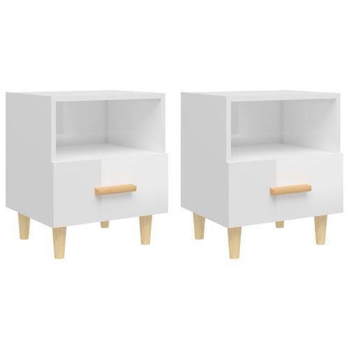 Tables de chevet 2 pcs Blanc brillant 40x35x47 cm - Photo n°2; ?>