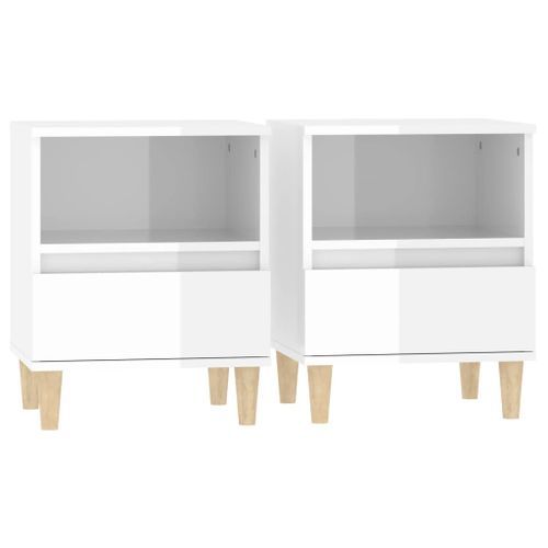 Tables de chevet 2 pcs Blanc brillant 40x35x50 cm - Photo n°2; ?>