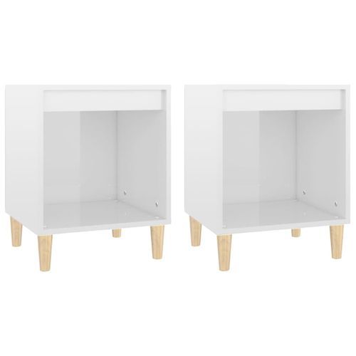 Tables de chevet 2 pcs Blanc brillant 40x35x50 cm - Photo n°2; ?>