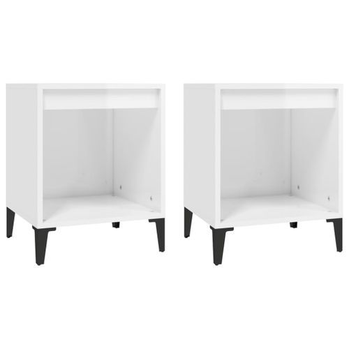 Tables de chevet 2 pcs Blanc brillant 40x35x50 cm - Photo n°2; ?>