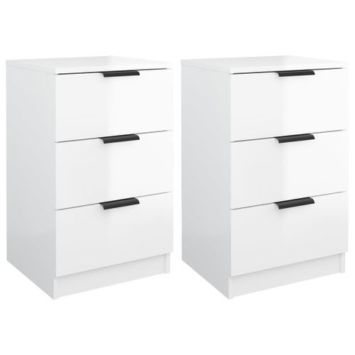 Tables de chevet 2 pcs Blanc brillant 40x36x65 cm - Photo n°2; ?>