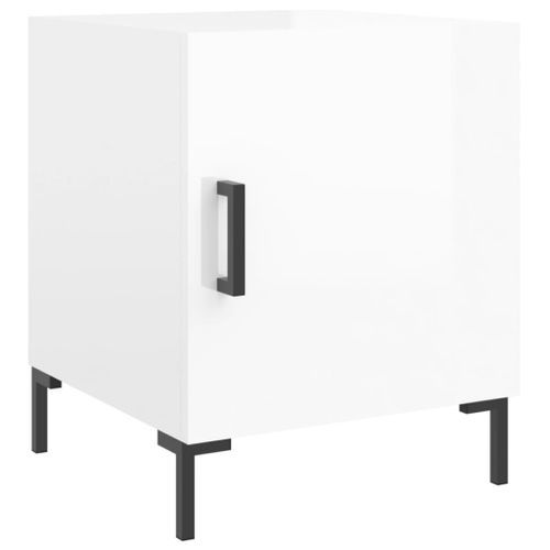 Tables de chevet 2 pcs blanc brillant 40x40x50 cm - Photo n°3; ?>