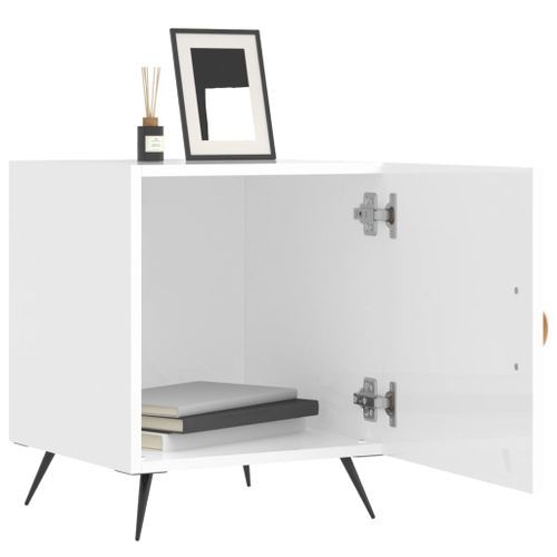 Tables de chevet 2 pcs blanc brillant 40x40x50 cm - Photo n°3; ?>