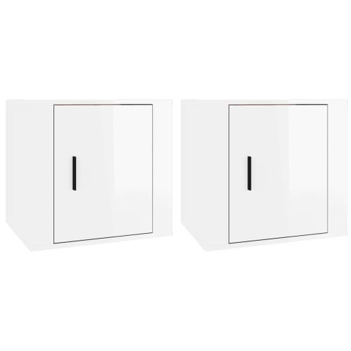 Tables de chevet 2 pcs Blanc brillant 50x39x47 cm - Photo n°2; ?>