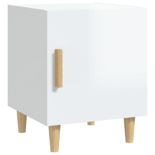 Tables de chevet 2 pcs Blanc brillant Bois d'ingénierie 2 - Photo n°3; ?>