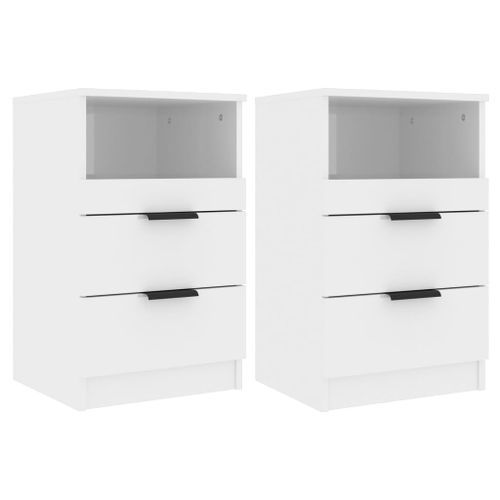 Tables de chevet 2 pcs Blanc brillant Bois d'ingénierie - Photo n°2; ?>