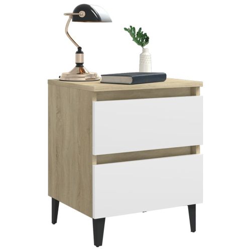Tables de chevet 2 pcs Blanc et chêne sonoma 40x35x50 cm - Photo n°3; ?>