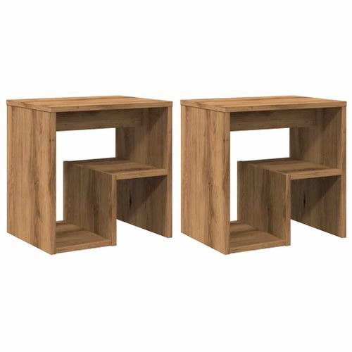 Tables de chevet 2 pcs chêne artisanal bois d'ingénierie - Photo n°2; ?>