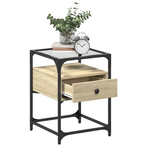 Tables de chevet 2 pcs chêne sonoma 40x40x55 cm bois ingénierie - Photo n°3; ?>