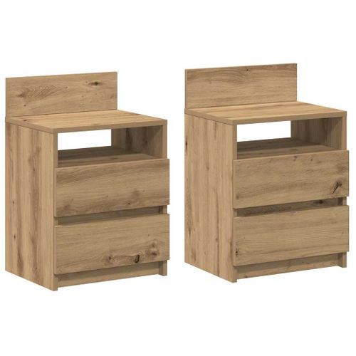 Tables de chevet 2 pcs et 2 tiroirs chêne artisanal 40x33x60 cm - Photo n°2; ?>