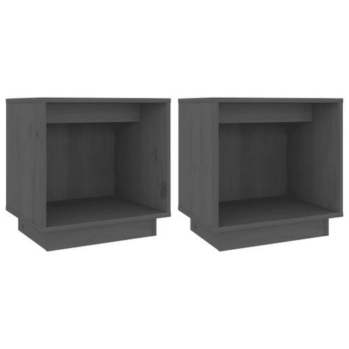 Tables de chevet 2 pcs Gris 40x30x40 cm Bois de pin solide - Photo n°2; ?>