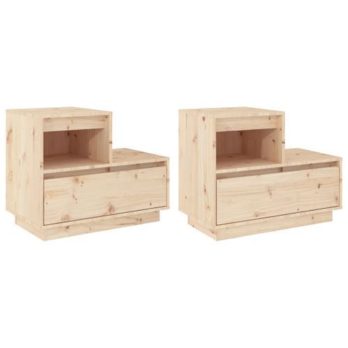 Tables de chevet 2 pcs Gris 60x34x51 cm Bois de pin solide - Photo n°2; ?>