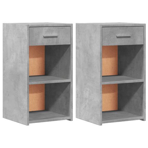 Tables de chevet 2 pcs gris béton 35x34x65 cm bois ingénierie - Photo n°2; ?>