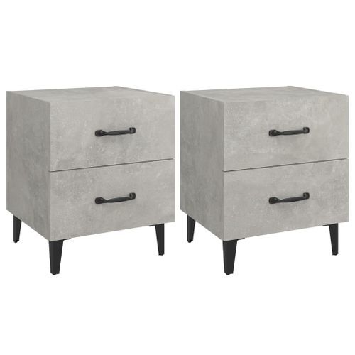 Tables de chevet 2 pcs Gris béton 40x35x47,5 cm - Photo n°2; ?>