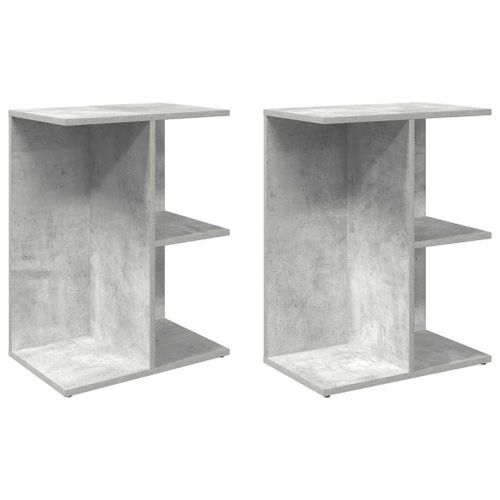 Tables de chevet 2 pcs gris béton 46,5x29x61 cm bois ingénierie - Photo n°2; ?>