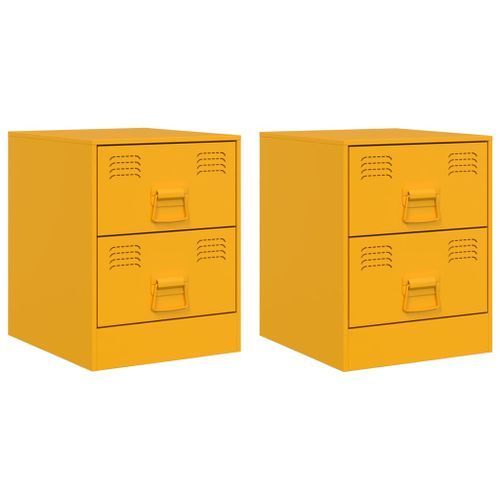 Tables de chevet 2 pcs jaune 34,5x39x44 cm acier - Photo n°2; ?>