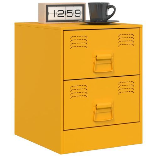 Tables de chevet 2 pcs jaune 34,5x39x44 cm acier - Photo n°3; ?>