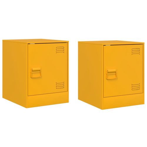 Tables de chevet 2 pcs jaune moutarde 34,5x39x44 cm acier - Photo n°2; ?>