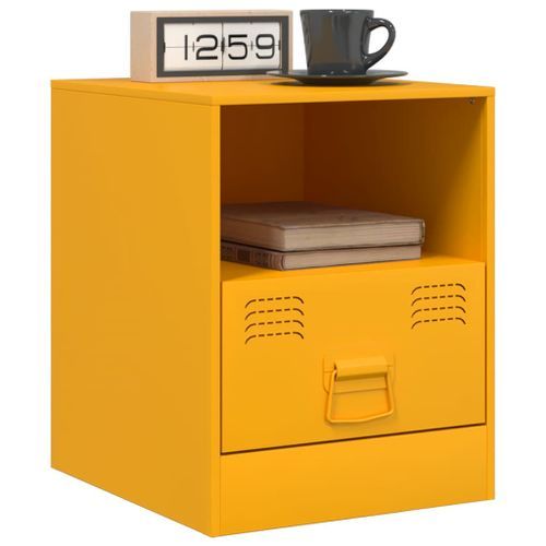 Tables de chevet 2 pcs jaune moutarde 34,5x39x44 cm acier - Photo n°3; ?>