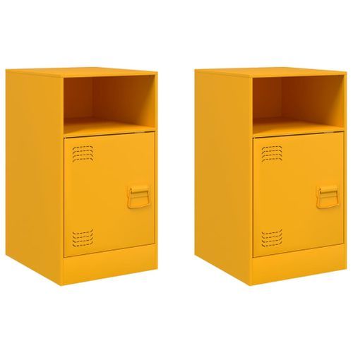 Tables de chevet 2 pcs jaune moutarde 34,5x39x62 cm acier - Photo n°2; ?>