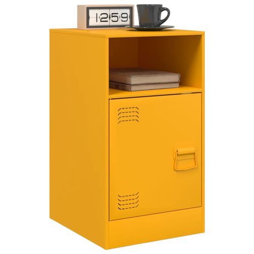 Tables de chevet 2 pcs jaune moutarde 34,5x39x62 cm acier - Photo n°3; ?>