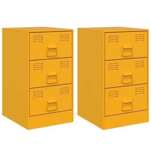 Tables de chevet 2 pcs jaune moutarde 34,5x39x62 cm acier - Photo n°2; ?>