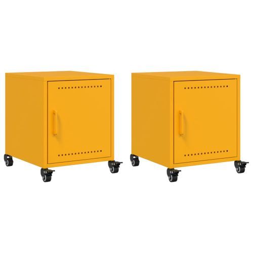 Tables de chevet 2 pcs jaune moutarde 36x39x43,5 cm acier - Photo n°2; ?>