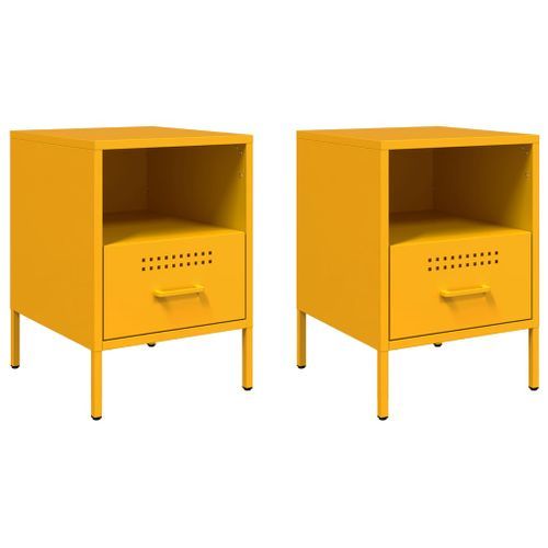 Tables de chevet 2 pcs jaune moutarde 36x39x50,5 cm - Photo n°2; ?>