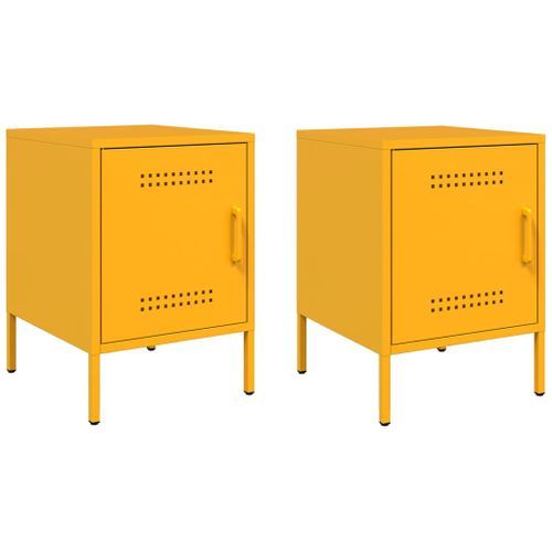 Tables de chevet 2 pcs jaune moutarde 36x39x50,5 cm acier - Photo n°2; ?>