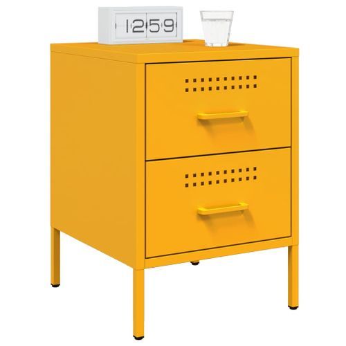 Tables de chevet 2 pcs jaune moutarde 36x39x50,5 cm acier - Photo n°3; ?>