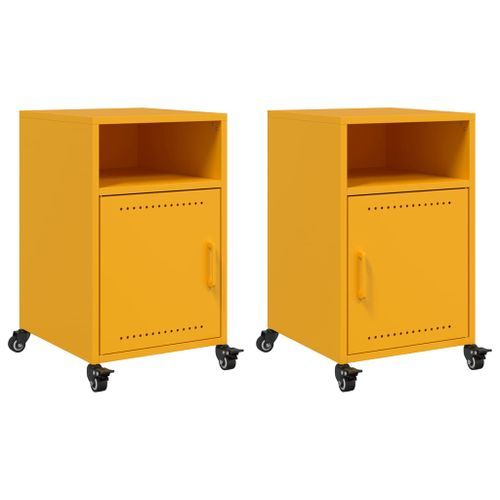 Tables de chevet 2 pcs jaune moutarde 36x39x59 cm acier - Photo n°2; ?>