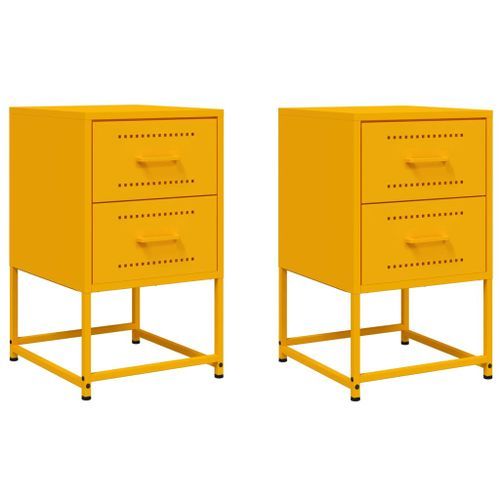 Tables de chevet 2 pcs jaune moutarde 36x39x60,5 cm acier - Photo n°2; ?>